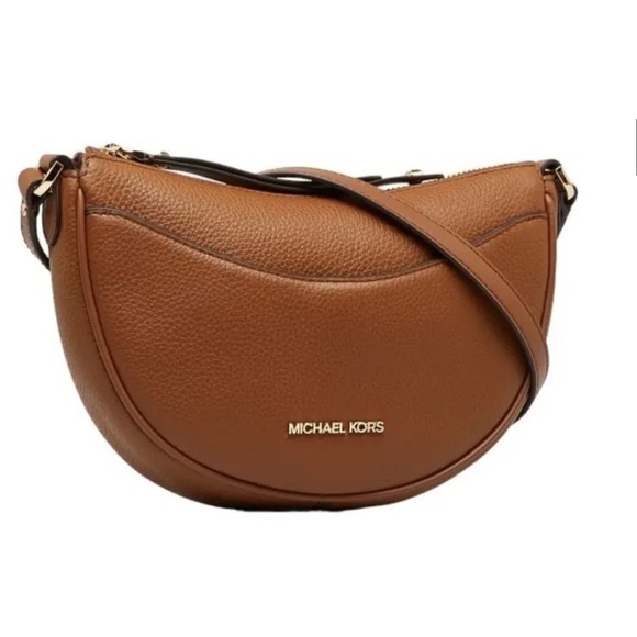 Michael Kors Dover small leather Crossbody Purse Tan Brown - Picture 1 of 4